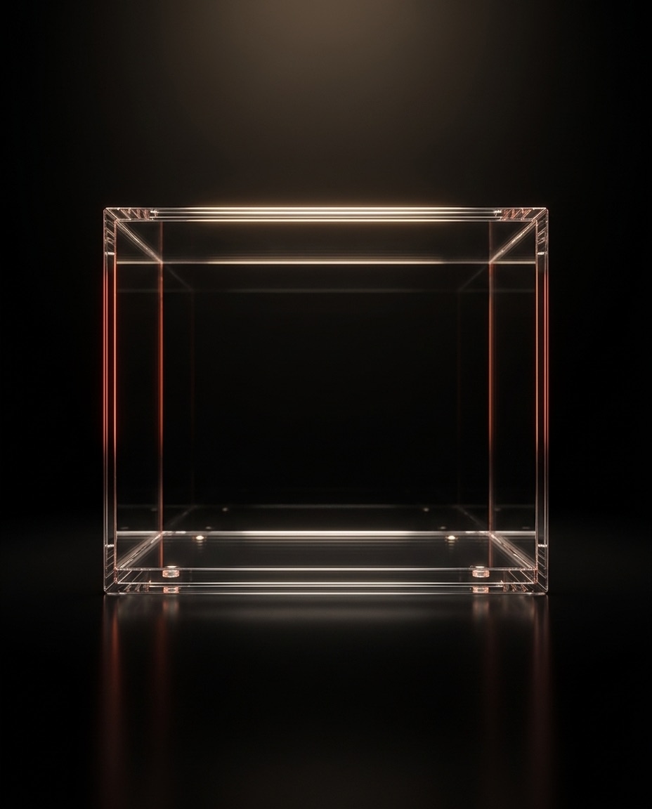 S&A magnetic acrylic display case catching the light on a black pedestal